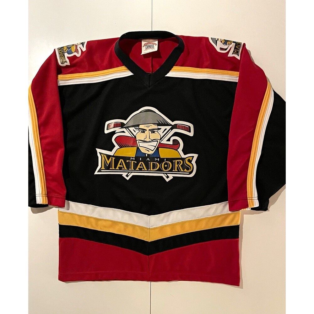 Vintage 90’s ECHL Miami Matadors Jersey Express Hockey Jersey Size M Contak